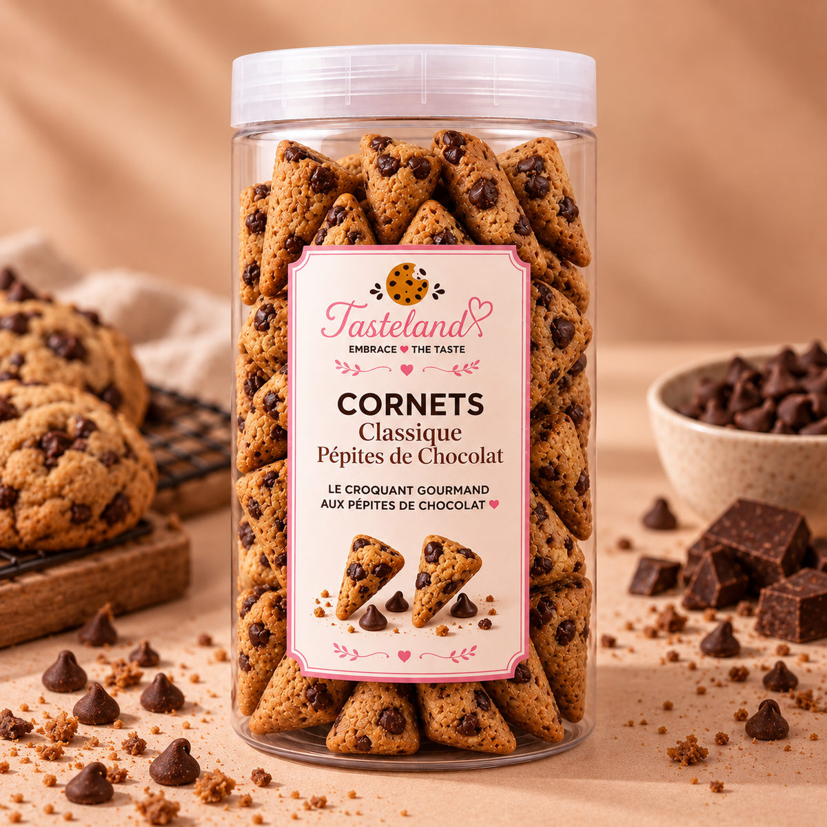 Cornets Cookie Classique aux Pépites de Chocolat